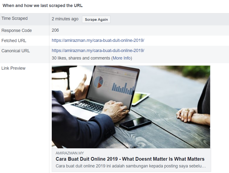 facebook scrape url link