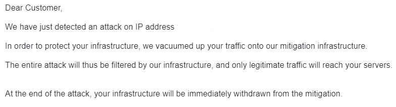 ddos attack notification hosting