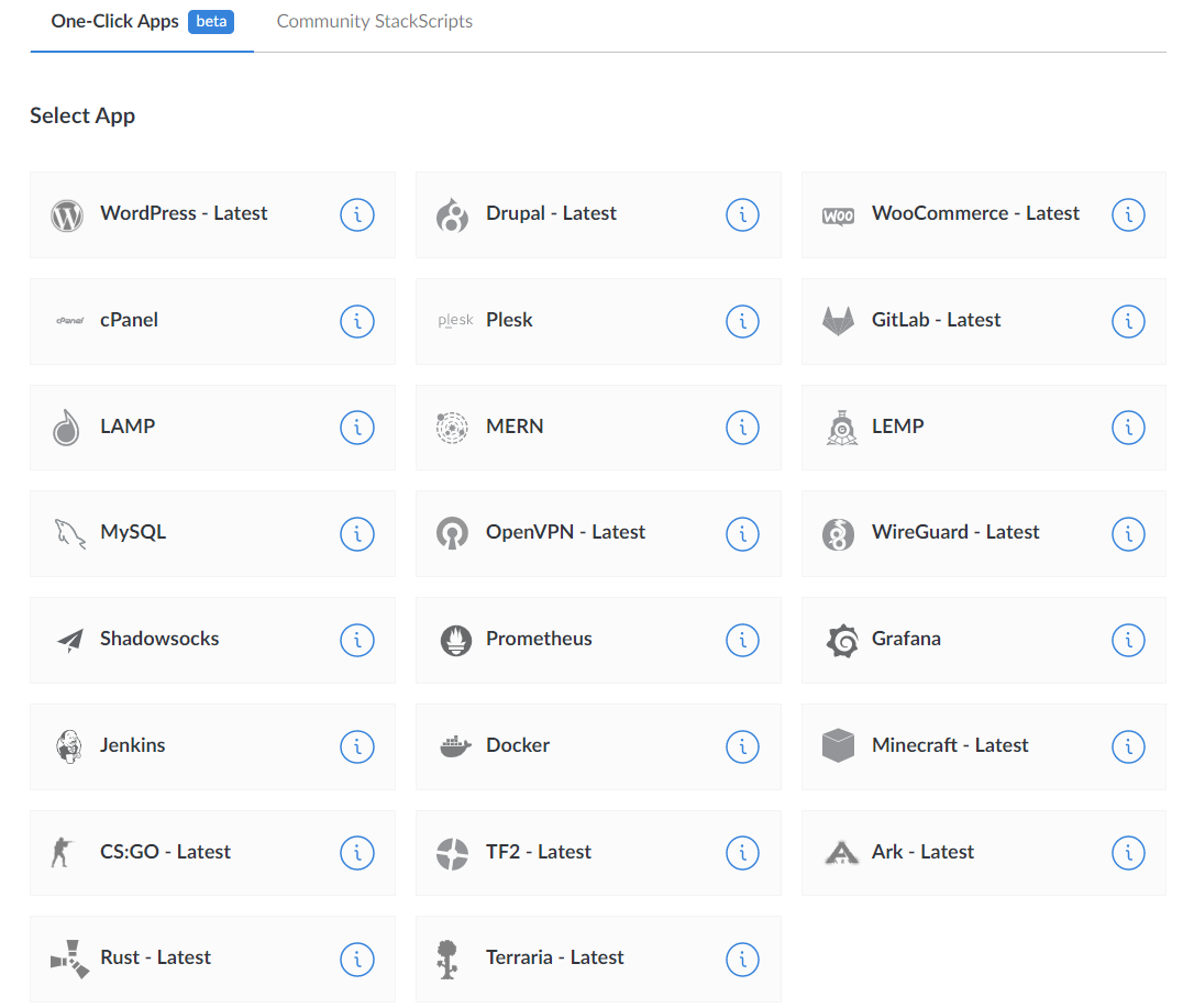 one click apps linode