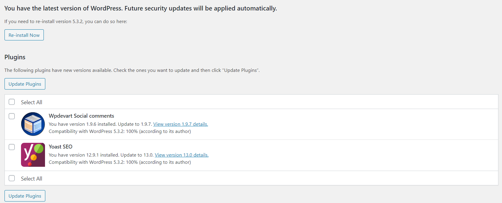 support latest version wordpress